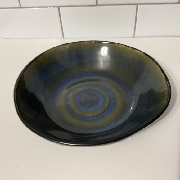 Wicker Emporium Ceramic Green Blue Swirl Bowl - Picture 6 of 7